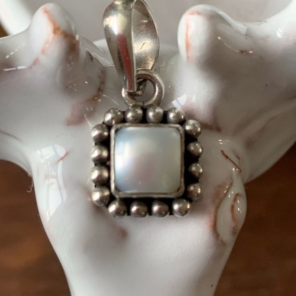Silpada Square Pearl Pendant 925SS - Picture 3 of 4